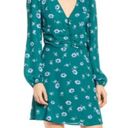 The Row  A Teal Floral Ruched Waist mini Dress Photo 0