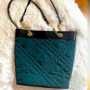 Talbots  Quilted Tote Purse Bag Green with Gold Chain Photo 0