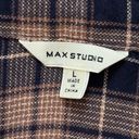 Max Studio Brown & Blue Long Sleeve Flannel Button Down Shirt Size L Photo 7