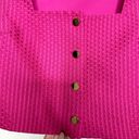 Amanda Uprichard  Lenora Cranberry Barbie Pink Button Down Jacquard Crop Top Photo 7