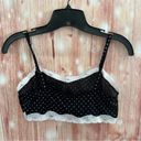 Petra Fashions Vintage  Black Polka Dot White Lace Trim Sheer Bralette Photo 4