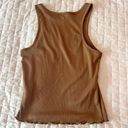 Olivia Rae Brown Ribbed Lettuce Edge Tank Top Size XS Photo 1