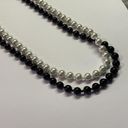 Cookie Lee Signed  Costume Necklace White / Black Bead Beaded / No Clasp Photo 2