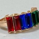 The Row Gold Pink Blue Green Diamond Gemstone Band Ring Jewelry Size 7 🩷💙💚✨ Photo 2