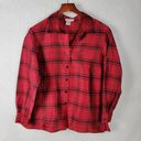 Coldwater Creek  Womens Shirt Size M Red Holiday Plaid Silk Lightweight Button Up Photo 9