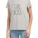 Rae Dunn NWT  GIRL BOSS Lt Heather Gray Shirt Photo 0