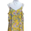 Hyped Unicorn Cold Shoulder Blouse Yellow Size L Bohemian Coastal Cottage Floral Photo 0