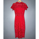 Alexis  Leona Lace Sheath Midi Dress Short Sleeve Red Size XS Photo 3