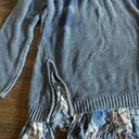 Vintage Havana  Oversized Blue Sweatshirt with plaid embellishments Photo 1