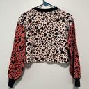 Beach Riot  Ava Pink Love Heart Cheetah Print Cropped Sweatshirt Size Small Photo 4