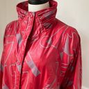 Vintage 80s Faux Leather Geometric Shape Oversized Coat Jacket Red Grey L Size L Photo 14