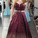 Tiffany Designs Burgundy/ Rose Gold Prom Dress Photo 1