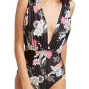 Modcloth Womens  Promised Paradise Black Floral Plunge Swimsuit Size XL EUC #2943 Photo 0