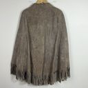 Vintage Western Leather Fringe Poncho Jacket Cape Size M Photo 5