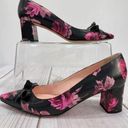 Kate Spade  Black and Pink Rose Floral Block Heel Pumps with Bow Size 6.5M Photo 0