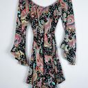 Luli Fama  Gypsy Off Shoulder Bell Sleeve Boho Paisley Floral Dress Size Small Photo 9