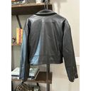 Good American  Cropped Faux Leather Moto Jacket Black Womens Size L/XL Photo 7