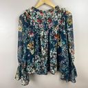 Anthropologie  Eri + Ali Velma Peasant Top Size Small Floral Blue Romantic Boho Photo 1