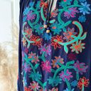 Soft Surroundings Emanuella Embroidered Flower Top Size M Navy Blue Bohemian Photo 6