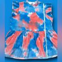 Pink & Blue Tie Dye Ruffle Mock Neck Cap Sleeve Babydoll Top, Size XL, Unbranded Photo 5