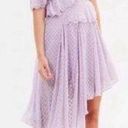 Revolve  Bardot Lace Trim Polka Dot Senorita Dress Lilac Midi Size 6 / Small Photo 0