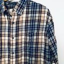 st. john's bay St John’s Bay Tan Blue White Plaid Button Down  Photo 2