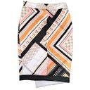 Bar III  High Waisted Pencil Skirt Colorblock Asymmetrical Pink White XS NWOT Photo 1