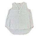 Magaschoni  White Taupe Stripe Sleeveless Shirt Top Blouse 100% Linen Size Small Photo 0