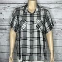 cj banks  NWT Size 2X 20/22W Black & White Plaid 100% Rayon Button Down Shirt Top Photo 0