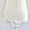 Central Park West New  Lace Up Ruffle Sleeveless Knit Bodysuit White Photo 6