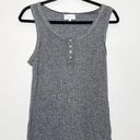 Bohme  Charcoal Gray Ribbed Henley Tank Wood Buttons Size Large Photo 1