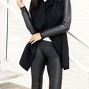 Spanx Faux Leather Drape Front Jacket Very Black Edgy Motorcycle Gothic Coat XS Photo 9