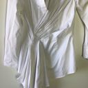 Natori cotton poplin side drape button doown Blouse White Photo 8