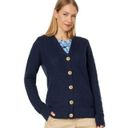 L.L.Bean  Basketweave Sweater, Button-Front Cardigan Classic Navy Size Medium Photo 6