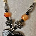 Onyx Tribal bone beaded carnelian and  heart pendant necklace Photo 1