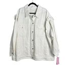 Avec Les Filles NWT  Ruffle Sleeve Denim Jean Jacket White Spring Plus Size 2X Photo 0