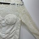 White Birch NEW  Cream Sheer Floral Lace Bustier Corset Bodice Bodysuit Photo 5