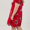 Torrid  Red Floral Gauze Lace Up Skater Dress Sz.2 Photo 3