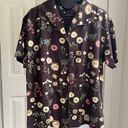 Orvis  Women Easy Blouse Floral Printed Short Sleeved Camp Brown Shirt, Size M Photo 5