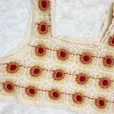 Rebellion Cream & Red Crochet Granny Square Cropped Tank Top Photo 5