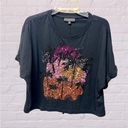 Guess  sunly crop tee with sequin palm trees in black orange and pink sz large Photo 0