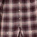 Old Navy  NWT Maroon White Plaid Loose Flannel Boyfriend Shirt Photo 8