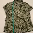 Dress Barn  Floral Button Front Green Beige Tropical Short Sleeve Shirt Size Large Photo 8