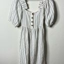 Free People  x Afternoon Striped Midi Dress Puff Sleeve Button Back Womens 4 Photo 6