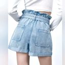 ZARA  Shorts Womens 6US Blue Relaxed Denim Paperbag Super High Waist Utility 4pkt Photo 13