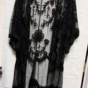 Womens Black Lace Size Xxl Floral Boho Cardigan Sheer Fairycore 2x Duster BBF Photo 1