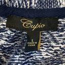 cupio  wrap open cardigan stretch waterfall draped navy white L Photo 3