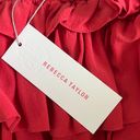 Rebecca Taylor NWT  Chelsea Ruffle Strapless Silk Cherry Orange Dress Photo 3