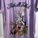 Looney Tunes  Purple Scoop Neck Short Sleeve Characters Graphic Tee Shirt Top Photo 4