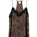 Cami NYC  The Racerback Silk Lace Trim Cami in Animal Print Brown and Black Small Photo 0